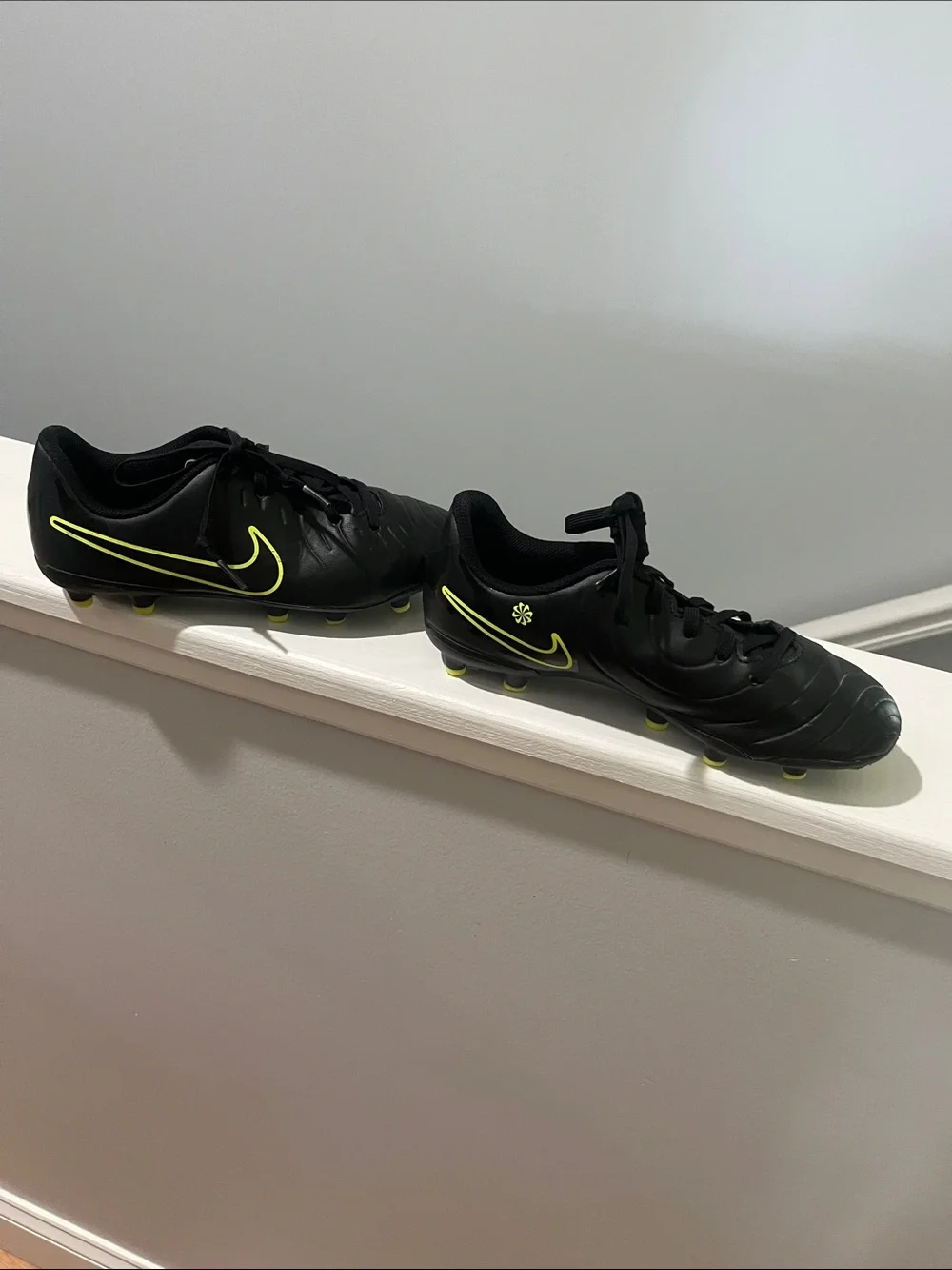 Nike Tiempo Legend Club 3Y 3 Black Soccer Cleats with Neon Yellow Swoosh